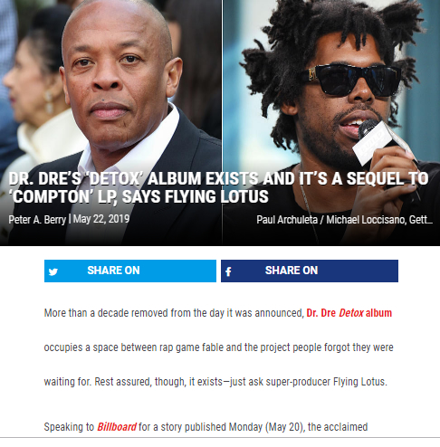 Dr.Dre的Detox专辑还有，还没废弃....  