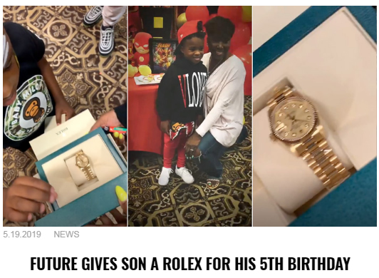 Future给他儿子买了一块劳力士手表..他才五岁 (照片)