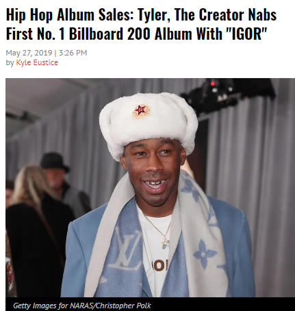 恭喜!!Tyler, The Creator新专辑IGOR登顶本周Billboard榜单