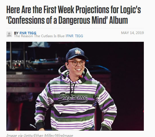 Logic新专辑 Confessions of a Dangerous Mind 首周销量预测出炉，多少张？