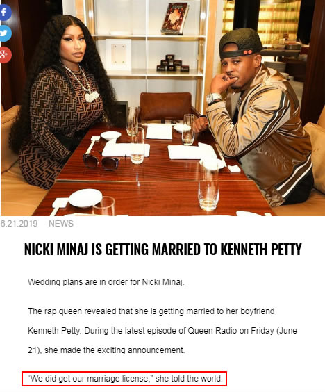 Nicki Minaj 要结婚了，老公是他 