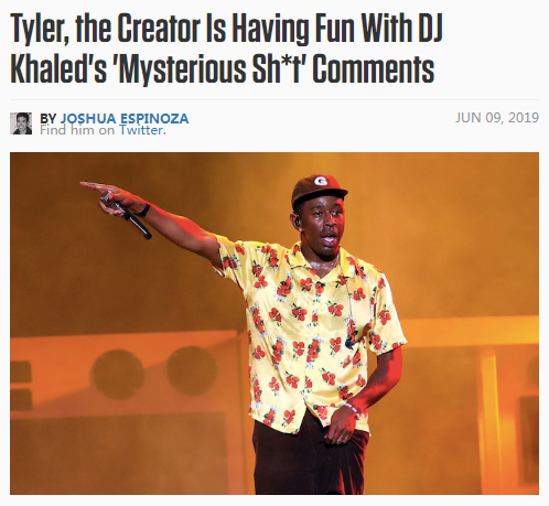 DJ Khaled高兴了，含蓄攻击Tyler The Creator