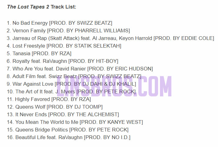 准备好了!!!  Nas 公布新专辑 The Lost Tapes 2 发行日期和歌曲名单，一长串大牌制作人