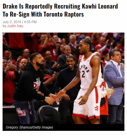 Drake正在尽一切所能把莱昂纳德留在猛龙..