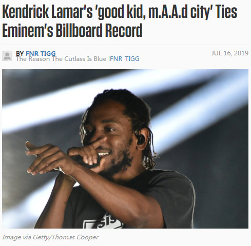 牛X!!! Kendrick Lamar成为继Eminem之后第二个说唱歌手拥有这一恐怖纪录