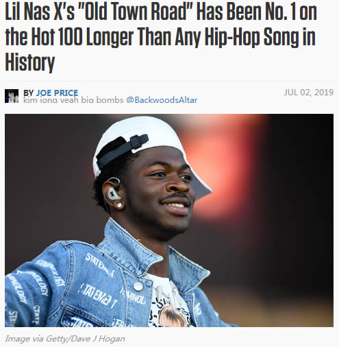 Lil Nas X的超级热歌Old Town Road创造历史