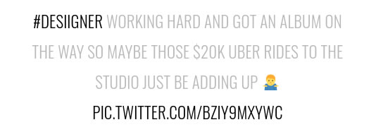 热歌Panda的说唱明星Desiigner一个月花了$20000 美元乘美国网约车Uber