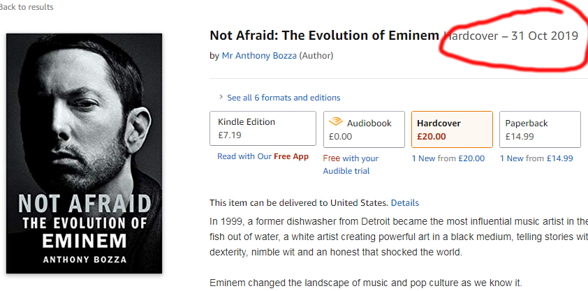 EMINEM新书Not Afraid: The Evolution of Eminem 封面