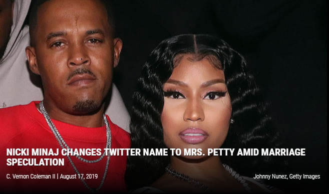 Nicki Minaj推特上改姓，改成他男友的姓