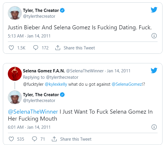 十年后Tyler, the Creator向Selena Gomez道歉