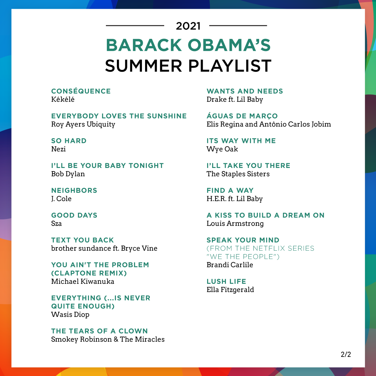 奥巴马分享最新夏日歌单..这些人上榜