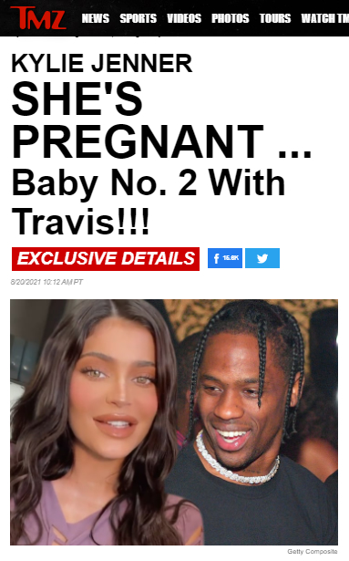Kylie Jenner怀上了Travis Scott的第二个孩子 