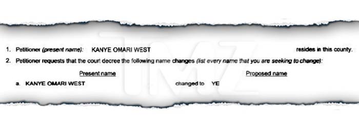 Kanye West要改名字，已经法律申请了