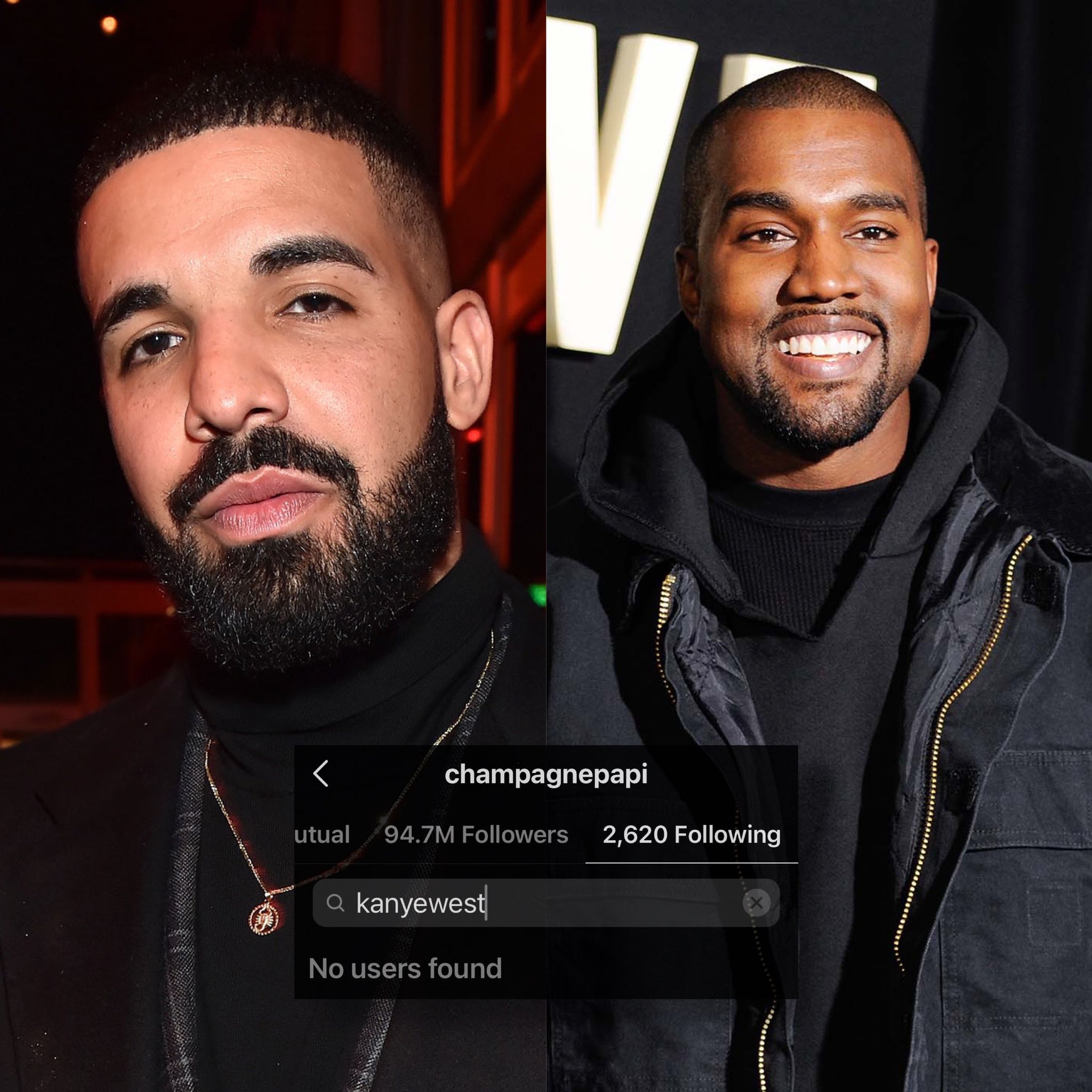 Drake取关了Kanye West的IG账号，但是..