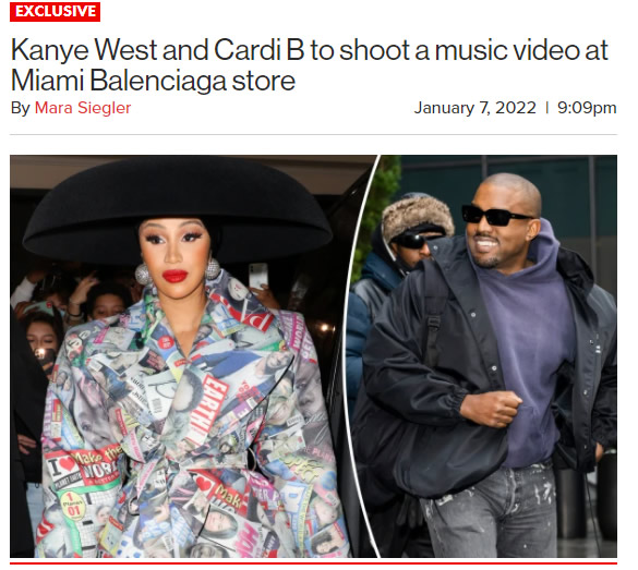 搞事情了..Kanye和Cardi B约迈阿密拍摄MV