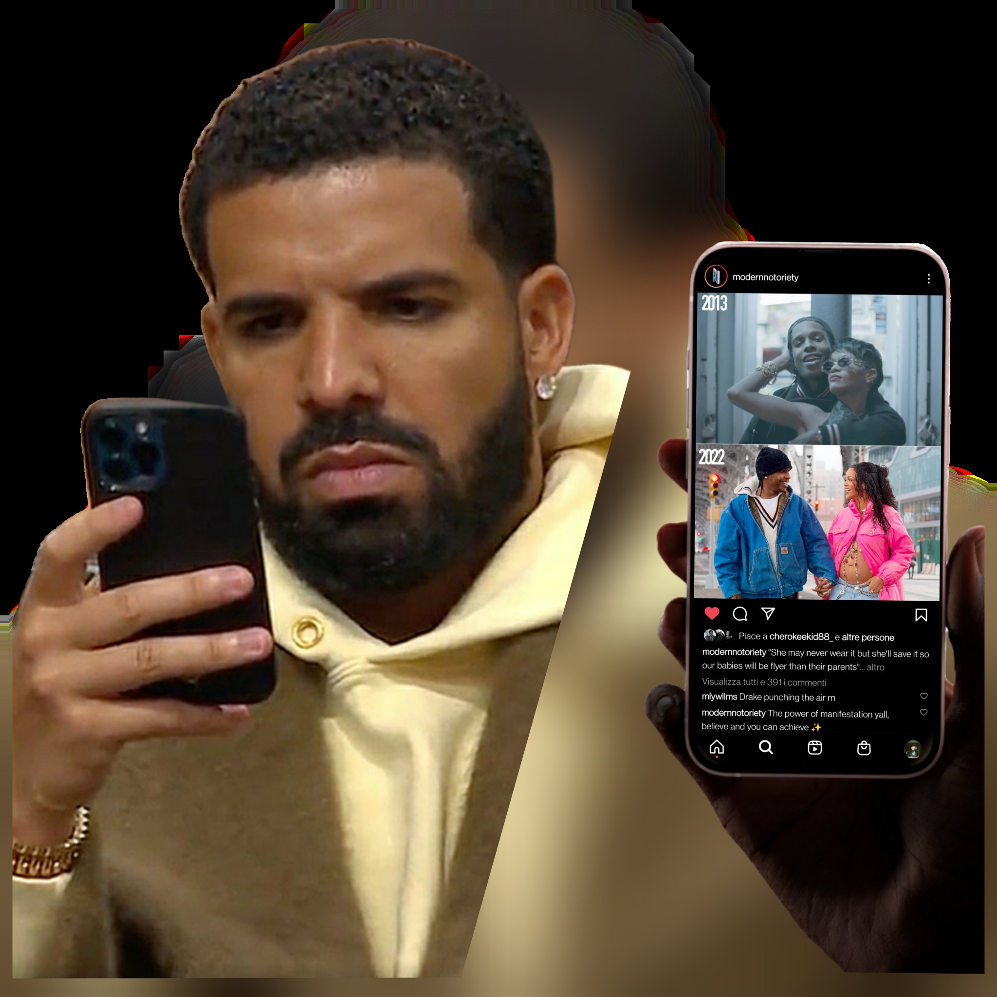 恶搞版：Drake受到Rihanna怀了A$AP Rocky孩子后的反应