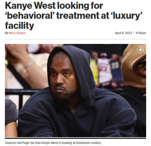 报道：Kanye寻求奢侈的治疗中心接受治疗