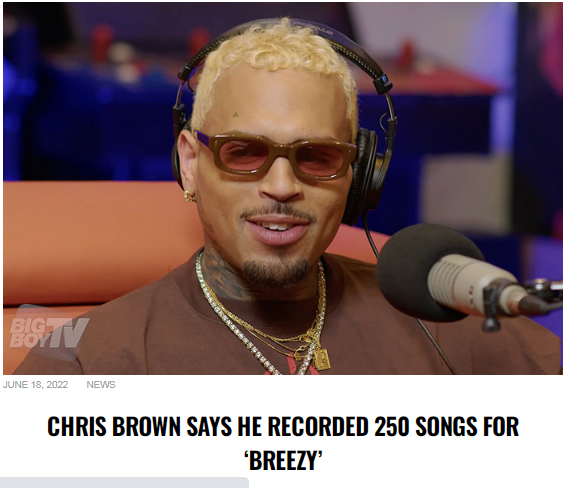 Chris Brown: 为新专辑Breezy已经录制250首歌