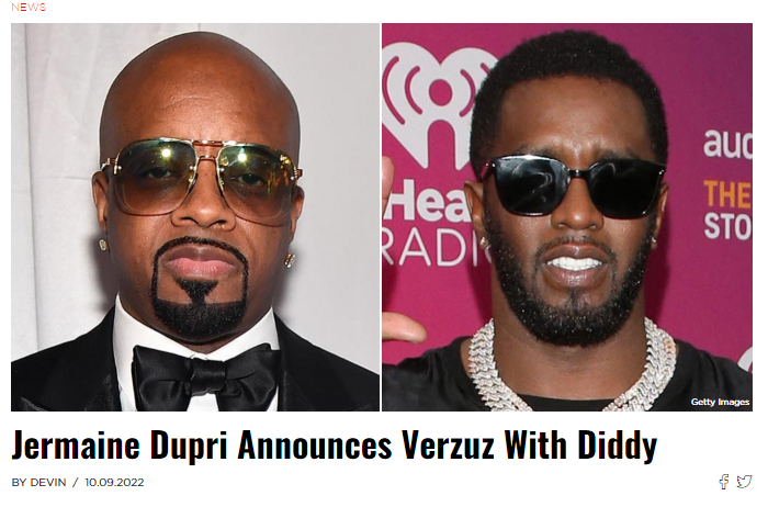 Jermaine Dupri宣布将率领他的So So Def 和Diddy的Bad Boy厂牌Battle
