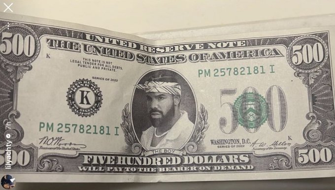 Drake的500元美刀大钞