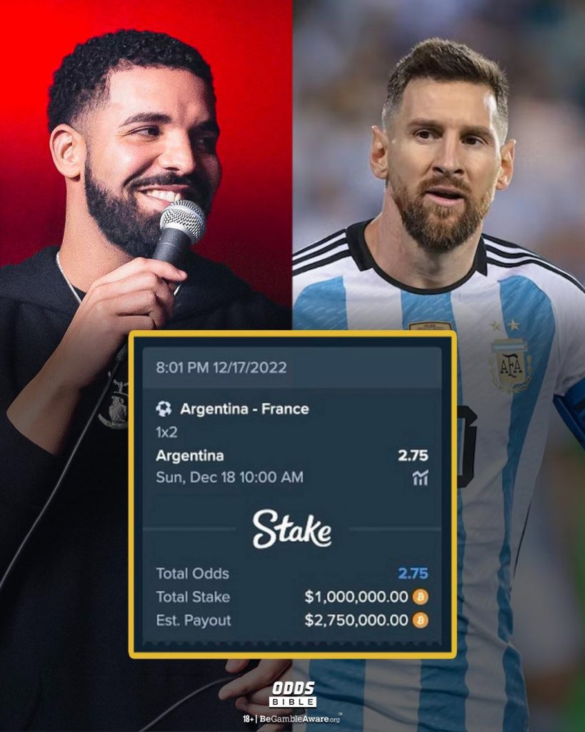 Drake和猫最新照片..Drake昨晚100万美元押注阿根廷