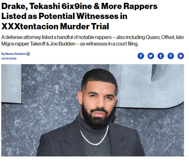 What!!? Drake，6ix9ine，Migos名字出现在XXXTentacion谋杀案件中..