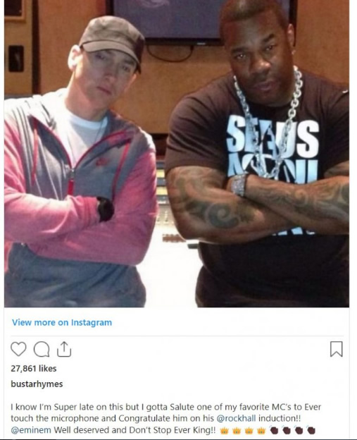 Busta Rhymes给Eminem送来迟到的祝福“King，别停！”
