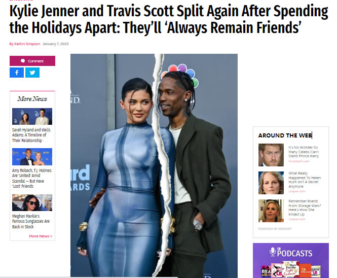 Travis Scott和Kylie Jenner分手了？？？(报道)
