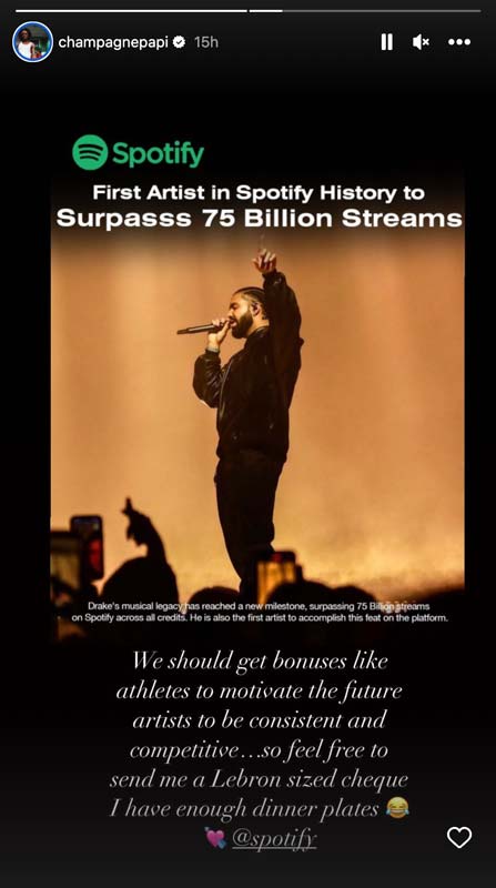 历史第一人，Drake创Spotify纪录