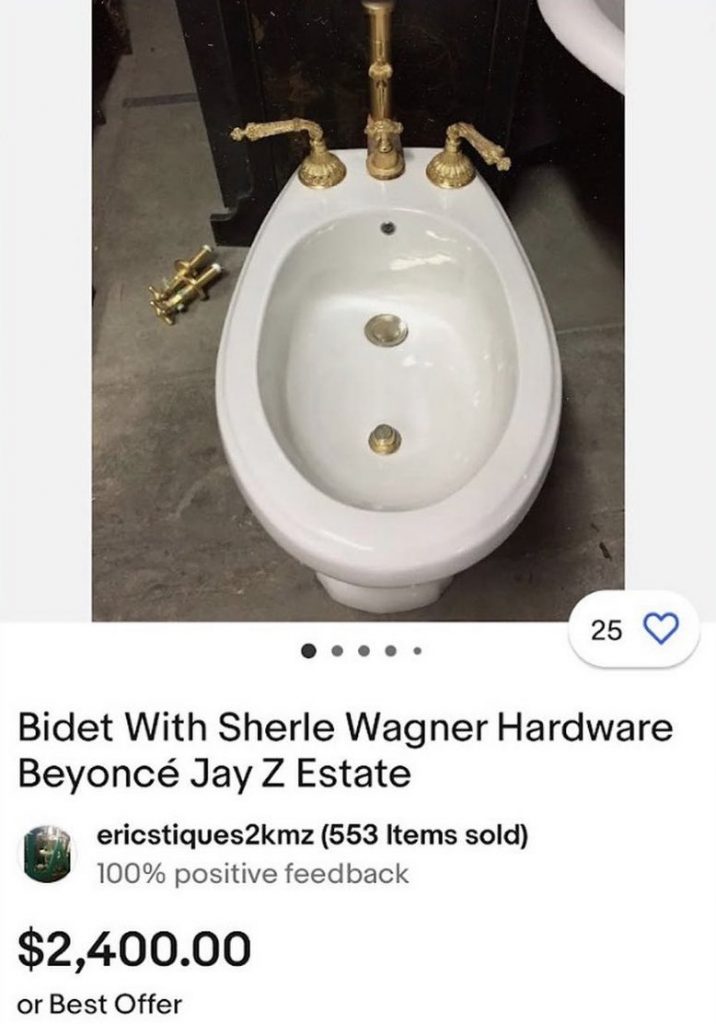 Jay Z和Beyonce洗屁股的坐浴盆拍卖 $2400起拍