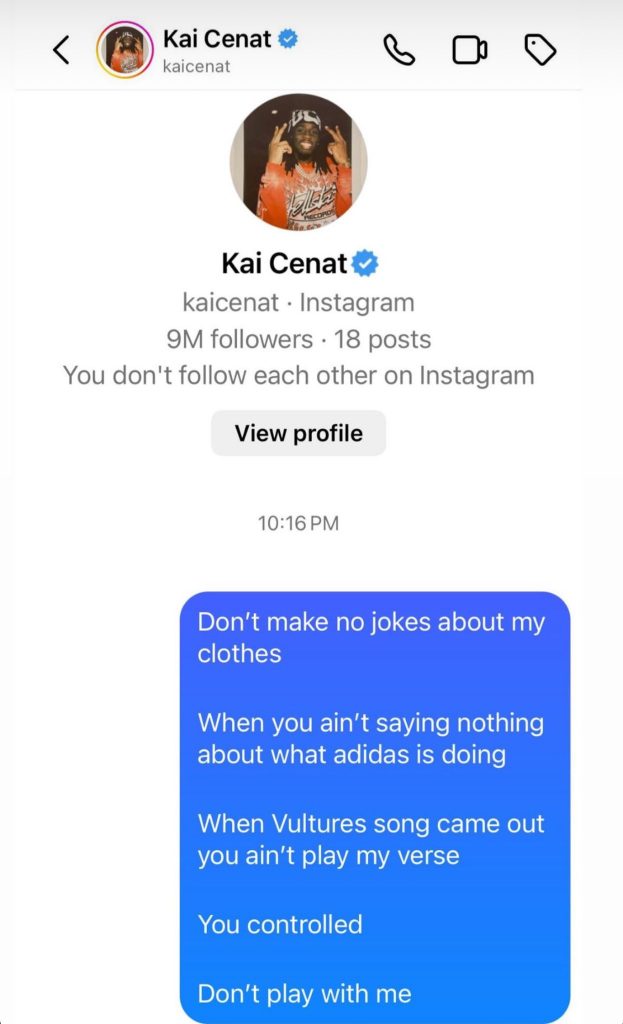Kanye私信网红 Kai Cenat：你是被操纵的..别人的棋子而已