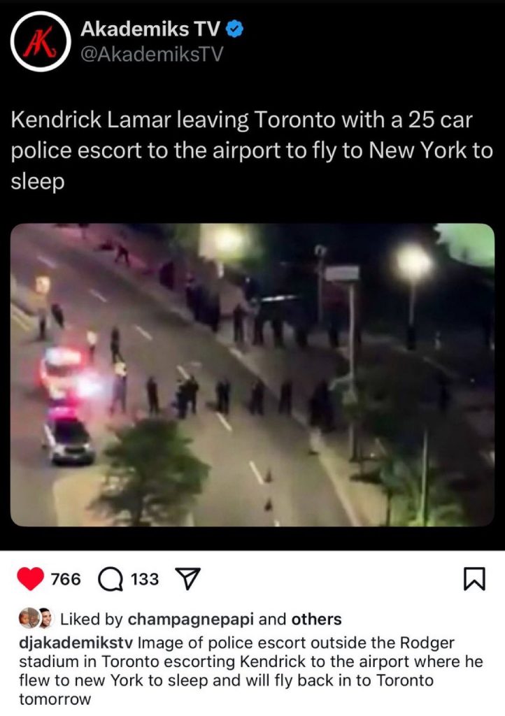 Drake的地盘，Kendrick Lamar多伦多之行雇佣特警部队保护