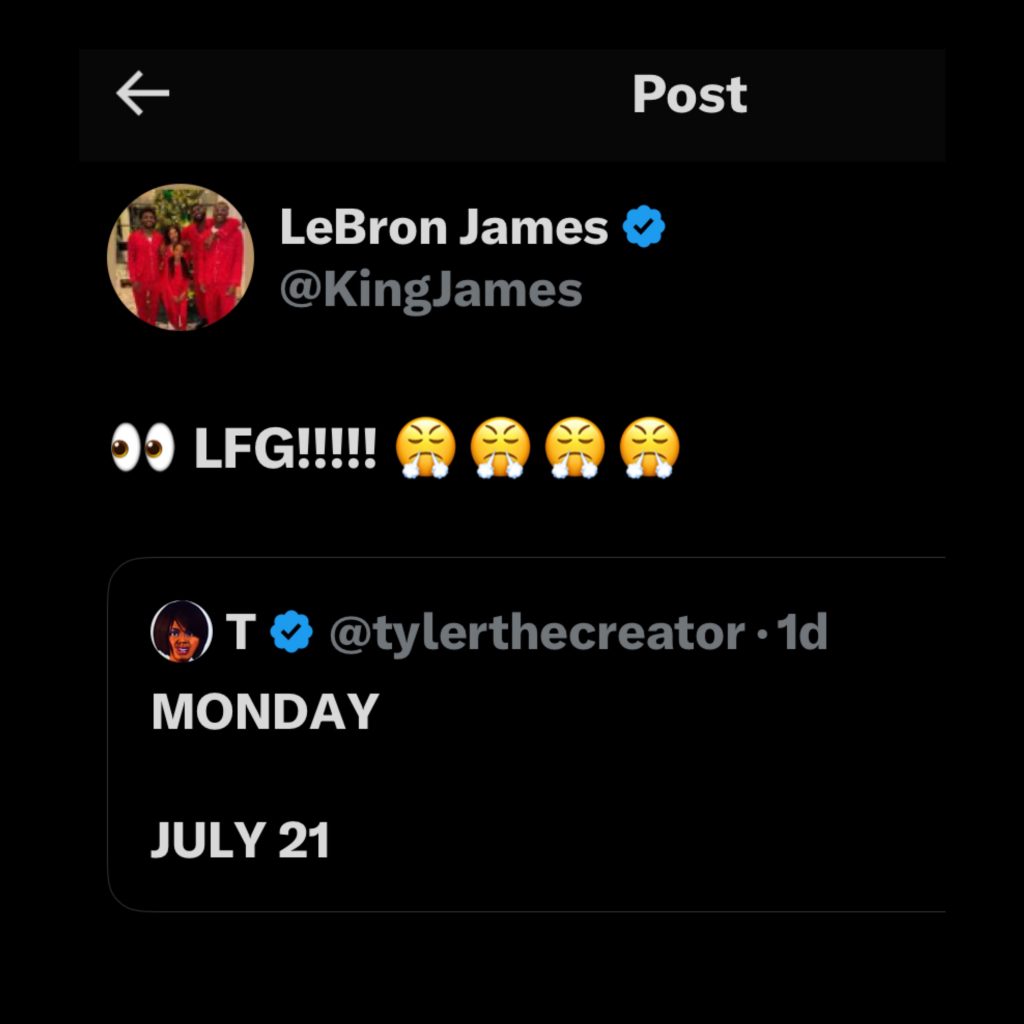 LeBron James 支持 Tyler, The Creator 的新专辑