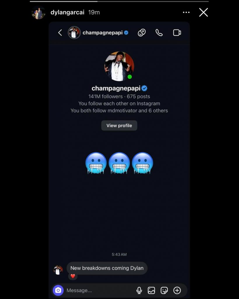 Drake竟然主动私信了一个粉丝，被粉丝截图出来