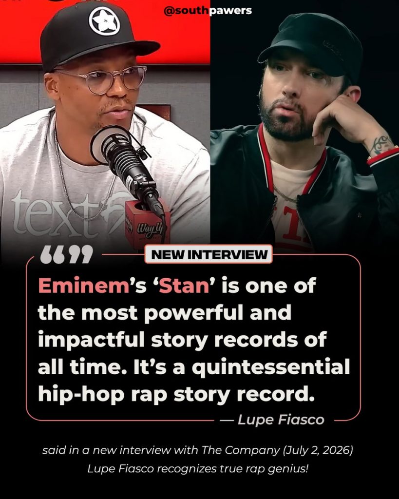 Lupe Fiasco 高度评价Eminem歌曲Stan